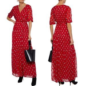BA&SH Madonna Fil  Coupé Silk-Blend Georgette Maxi Wrap Dress